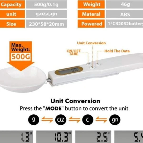 Smart Digital Spoon- 1g to 500g (1 YEAR WARRANTY) - Image 3